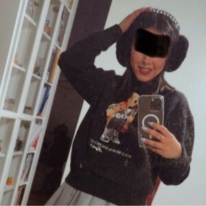 Michael Kors Black Fur Headband with Crystal Accents